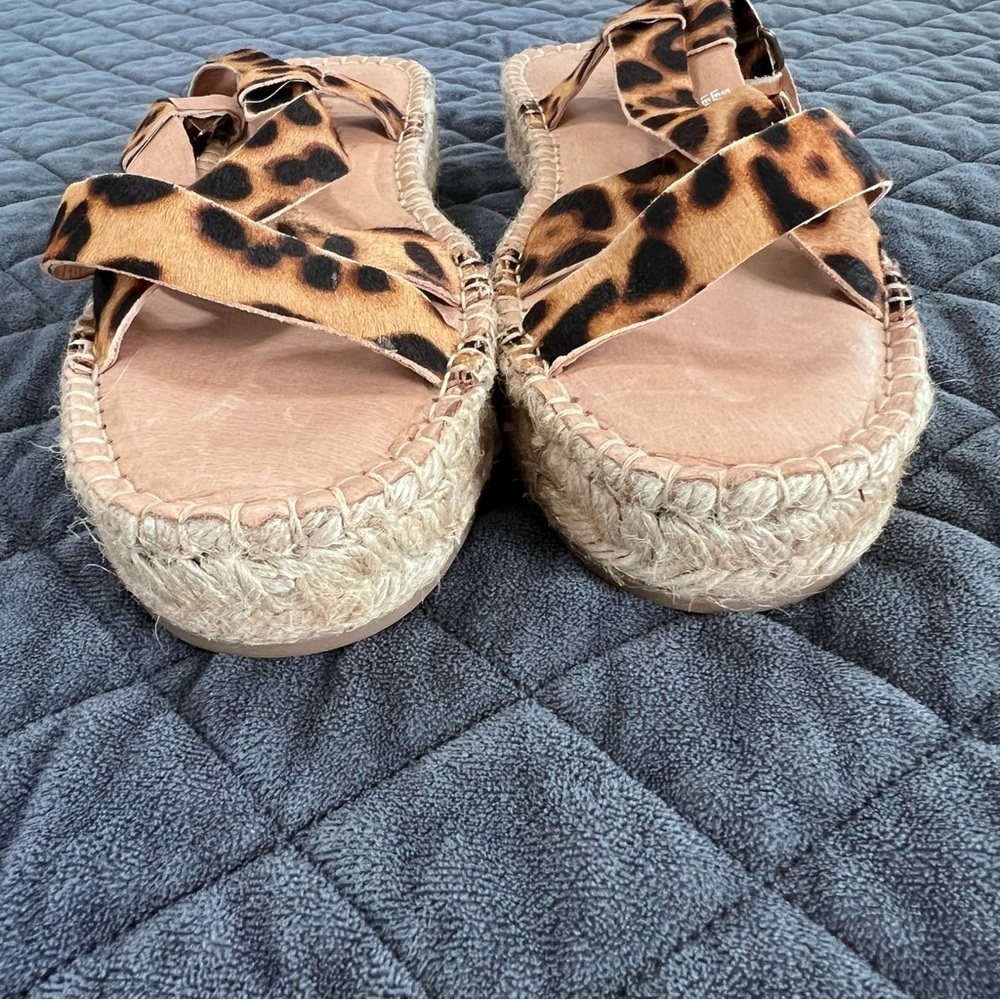 Madewell wedge Sandals Women size 9 Leopard Animal Print Malia Espadrille - Picture 7 of 12
